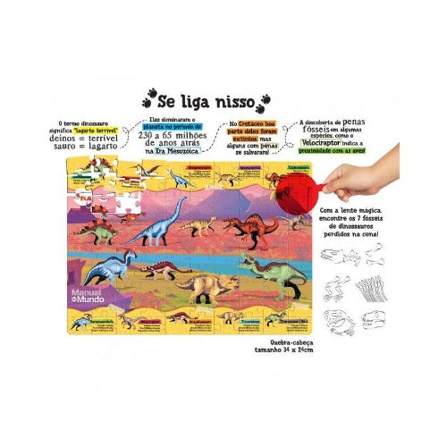 Puzzle Play Dinossauros 100 Peças Lente Mágica