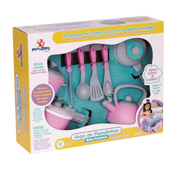 Jogo de Panelas Baby Gourmet Rosa com 9 Peças