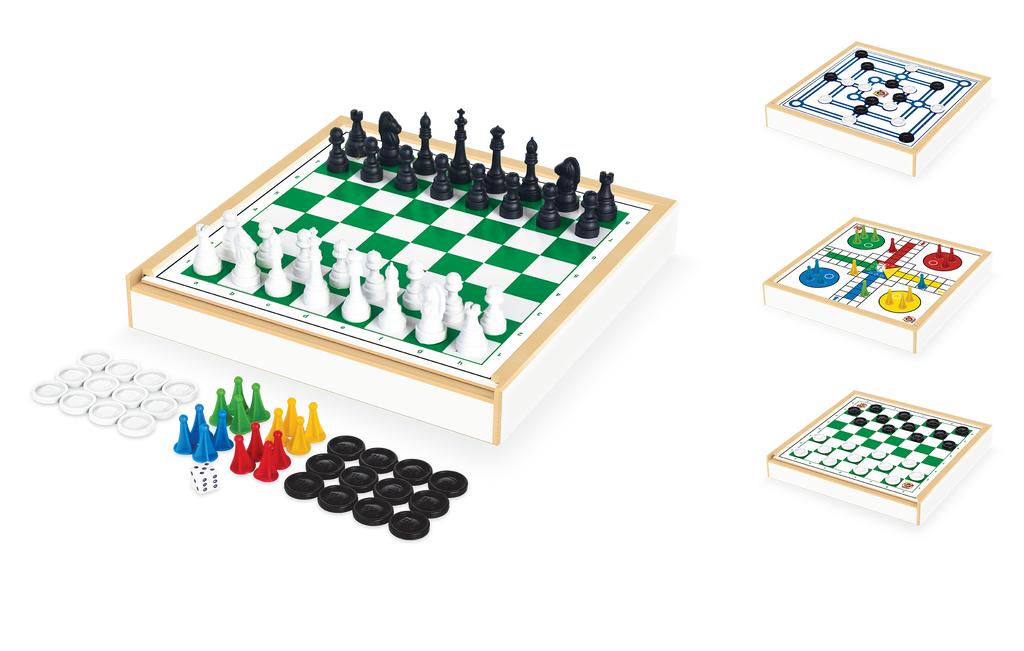 Jogos 6 Em 1 Xadrez-dominó-dama-ludo-bingo-trilha Tabuleiro
