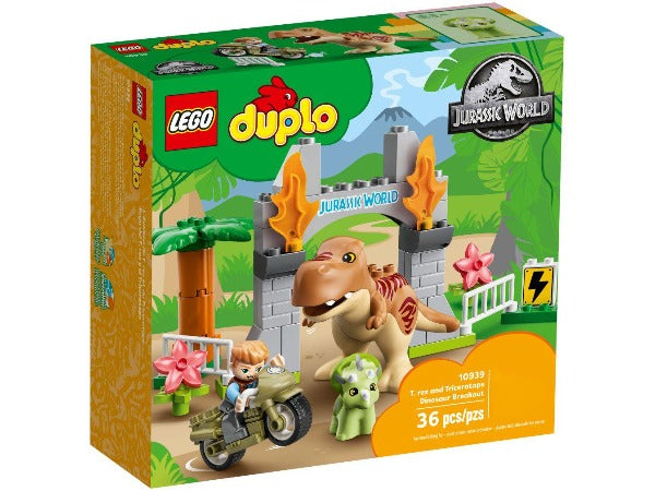 Lego Duplo - Jurassic World Fuga dos Dinossauros T- Rex e Triceratops