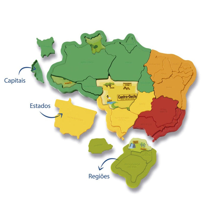 Mapa do Brasil 3D plástico